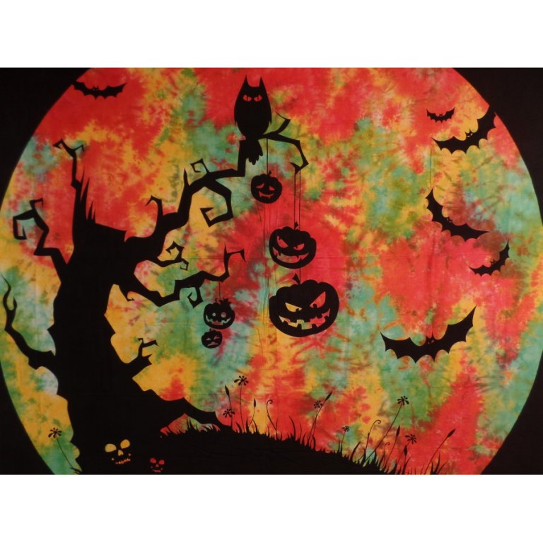 Grande tenture colors hibou halloween