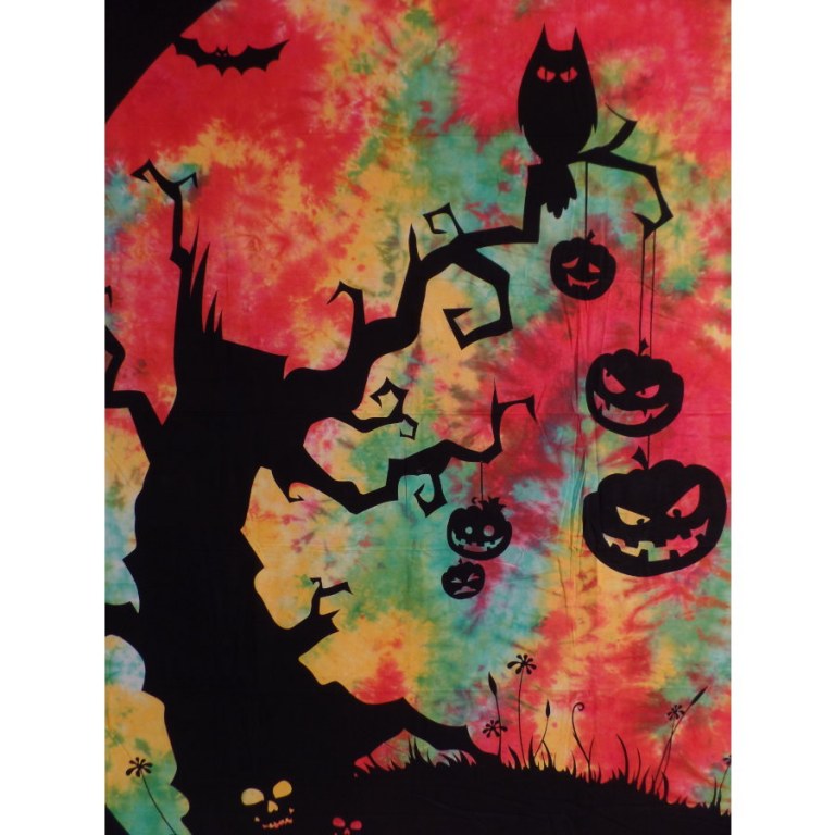 Grande tenture colors hibou halloween