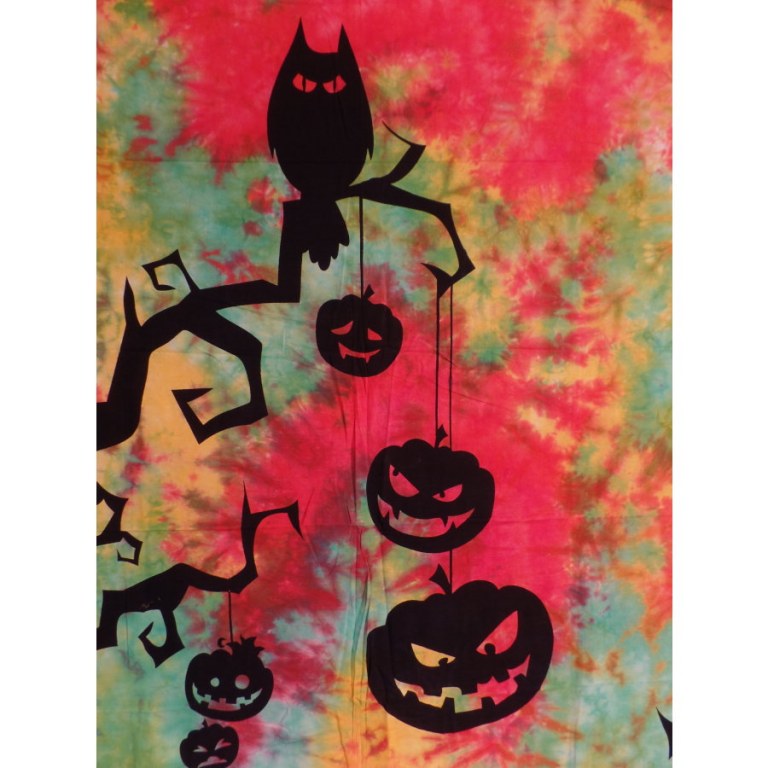 Grande tenture colors hibou halloween