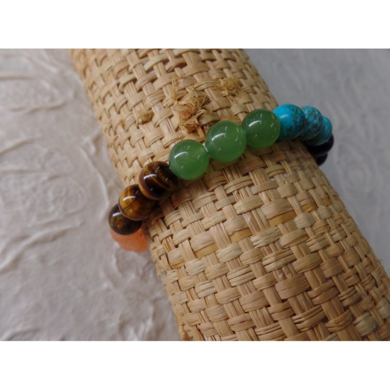 Bracelet mala 7 chakras pompon multicolore