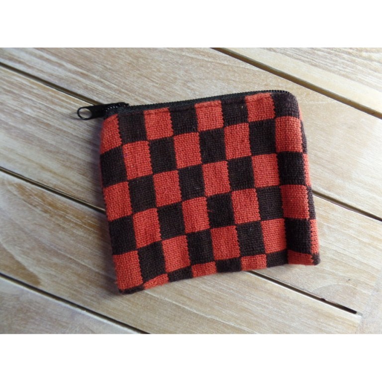 Porte monnaie plat damier rouge/noir