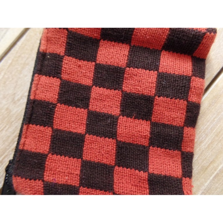 Porte monnaie plat damier rouge/noir