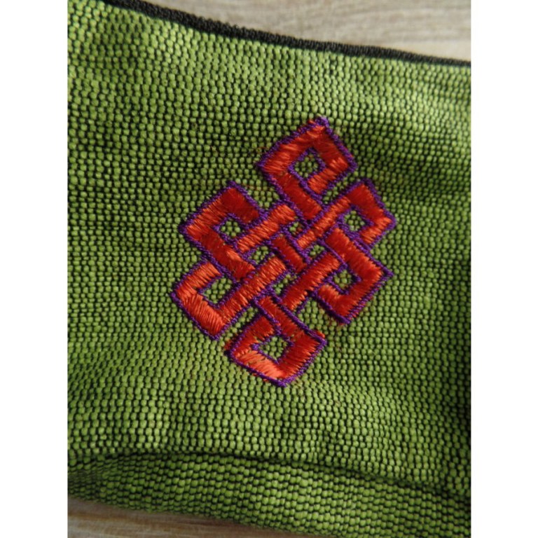 Porte monnaie vert noeud infini rouge