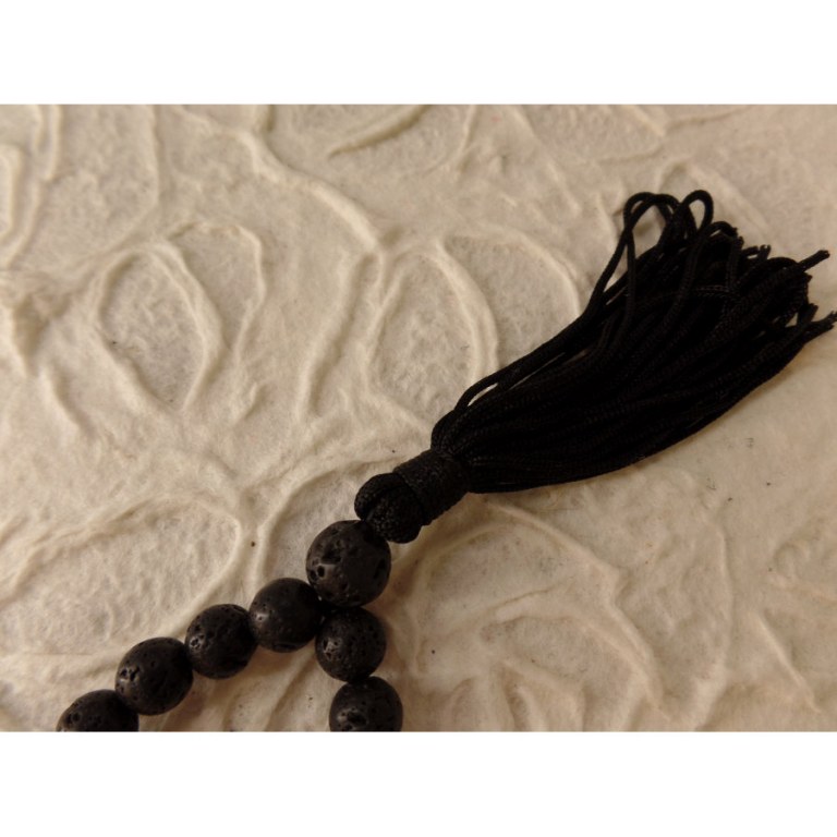 Mala perles 7 chakras pompon noir