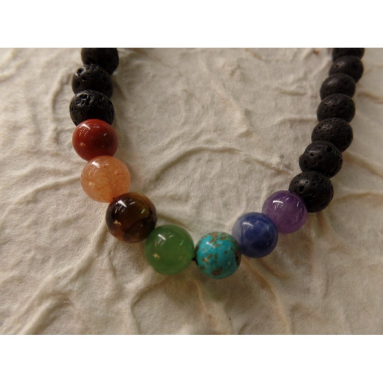 Mala perles 7 chakras pompon rouge