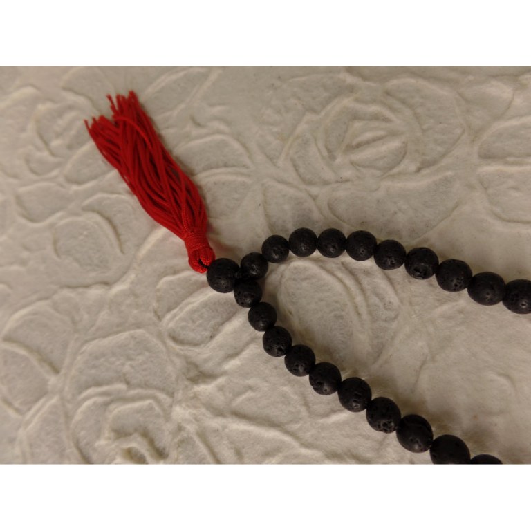 Mala perles 7 chakras pompon rouge