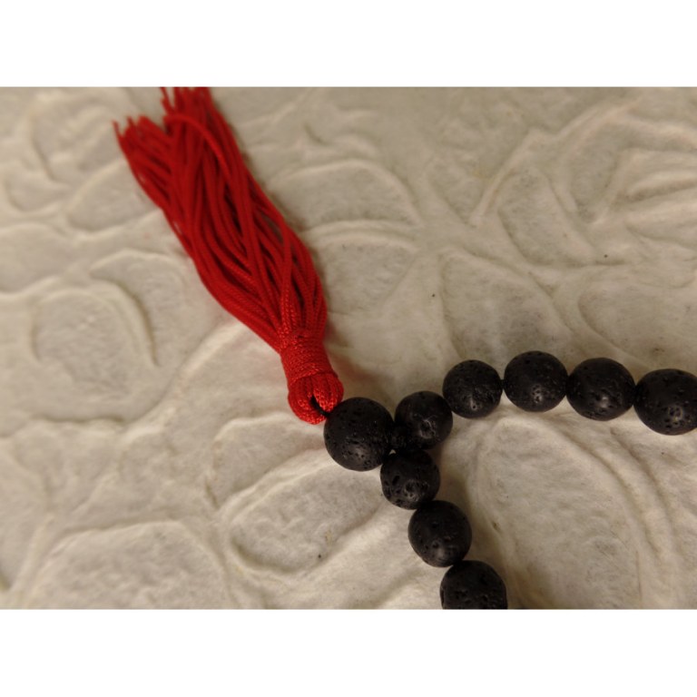 Mala perles 7 chakras pompon rouge