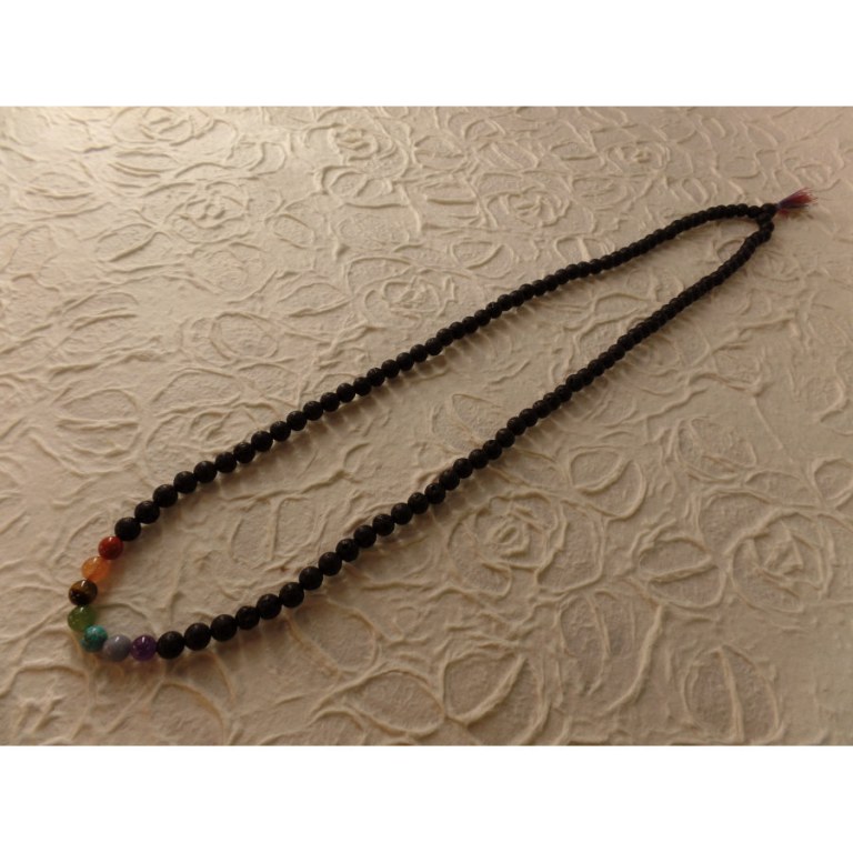 Mala perles 7 chakras pompon rainbow