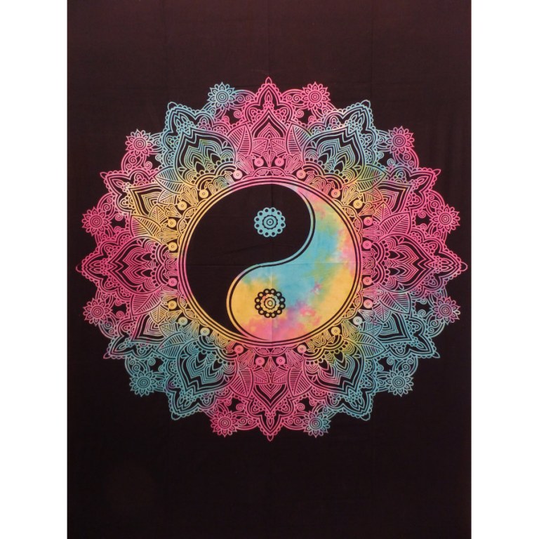 Tenture yin yang lace noir/color