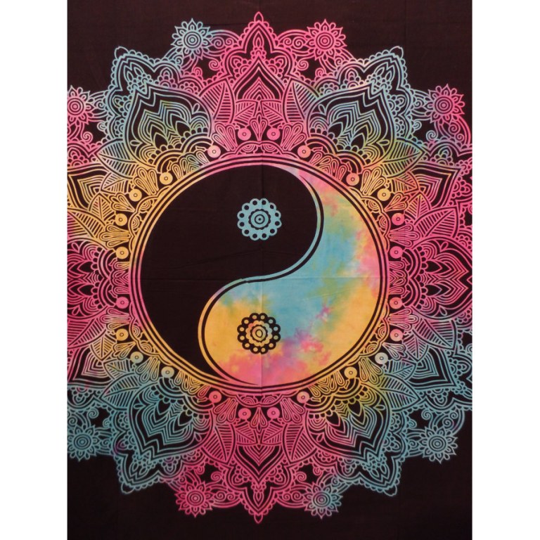 Tenture yin yang lace noir/color