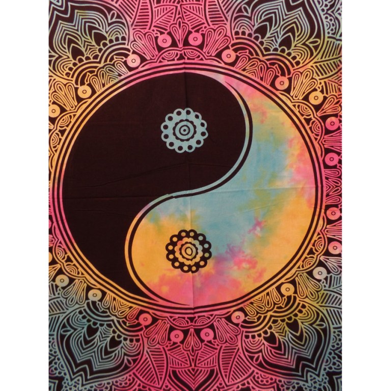 Tenture yin yang lace noir/color