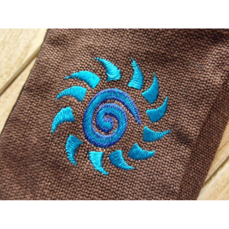 Porte monnaie marron spirale soleil bleue