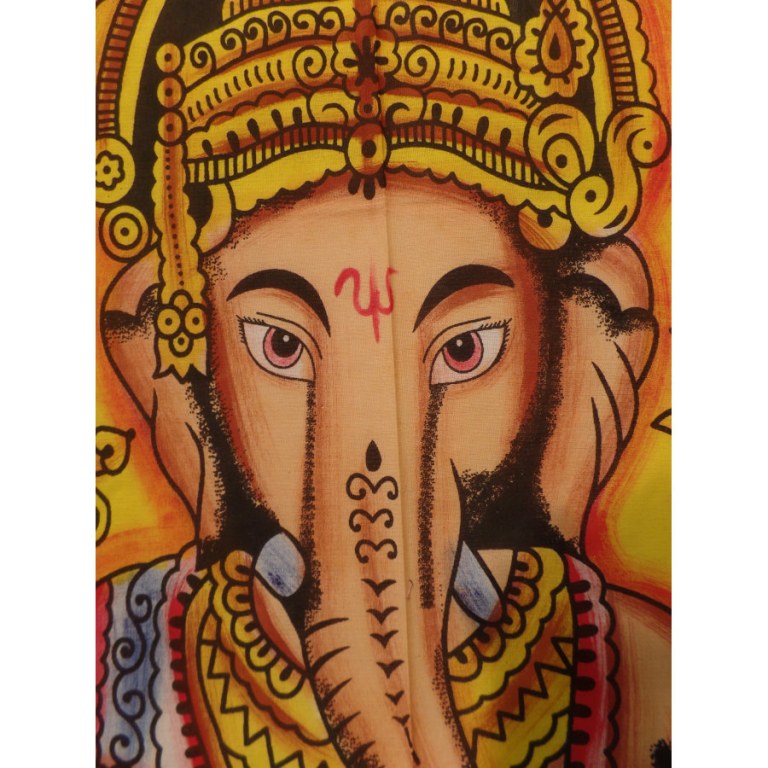 Tenture jaune/bleue/marron Ganesh