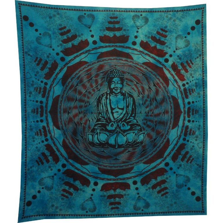 Grande tenture Bouddha lotus bleu