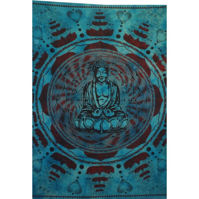 Grande tenture Bouddha lotus bleu