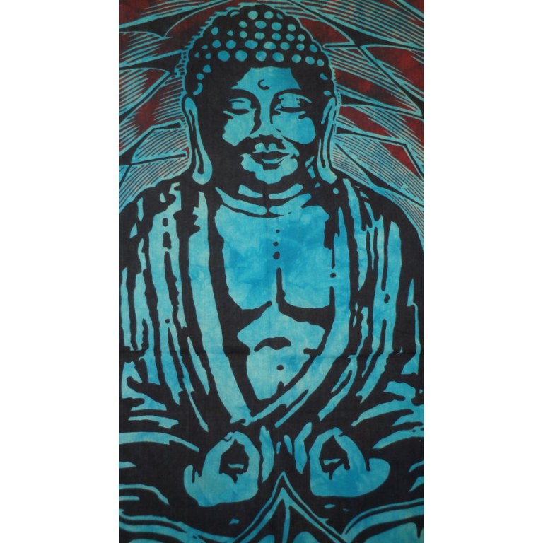 Grande tenture Bouddha lotus bleu