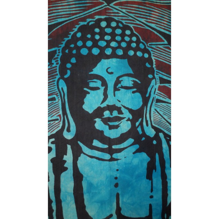 Grande tenture Bouddha lotus bleu