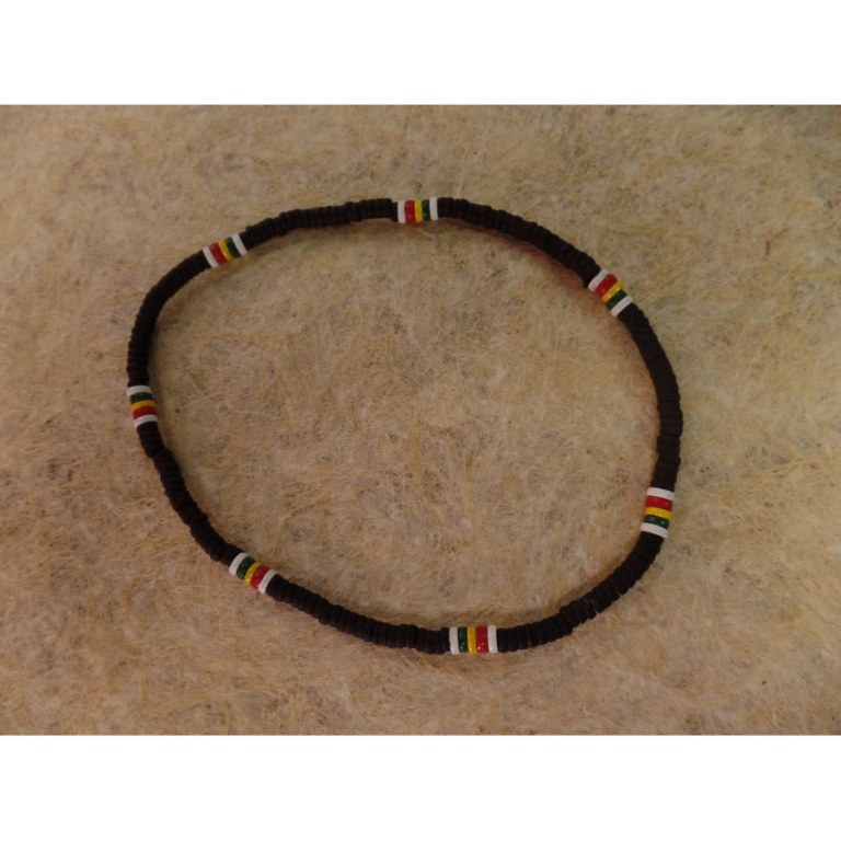 Collier surfeur rasta noir