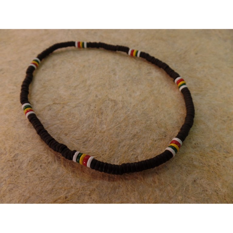 Collier surfeur rasta noir