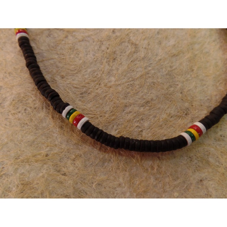 Collier surfeur rasta noir