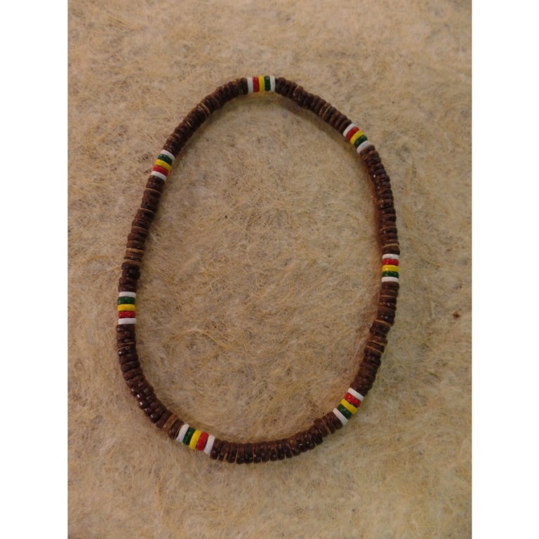 Collier surfeur rasta marron