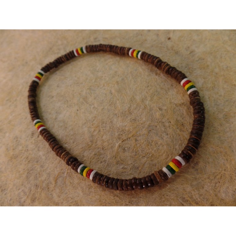 Collier surfeur rasta marron