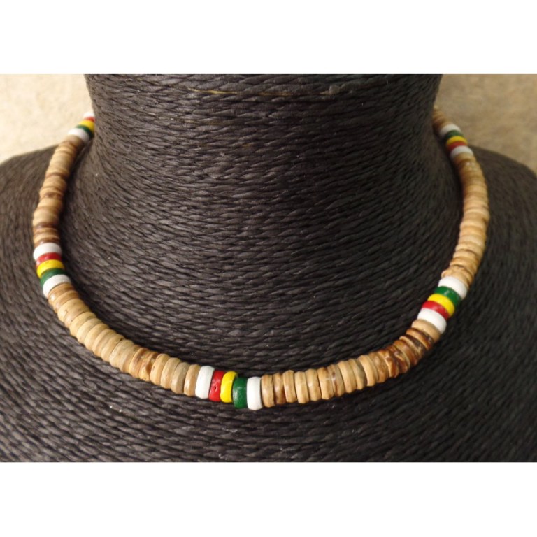 Collier surfeur rasta beige