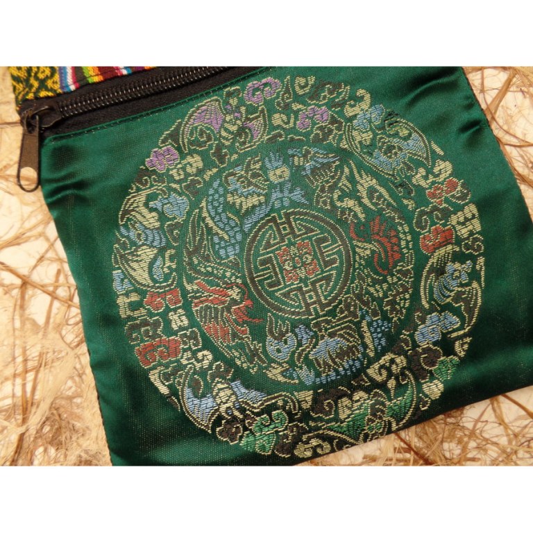 Sac passeport vert foncé mandala