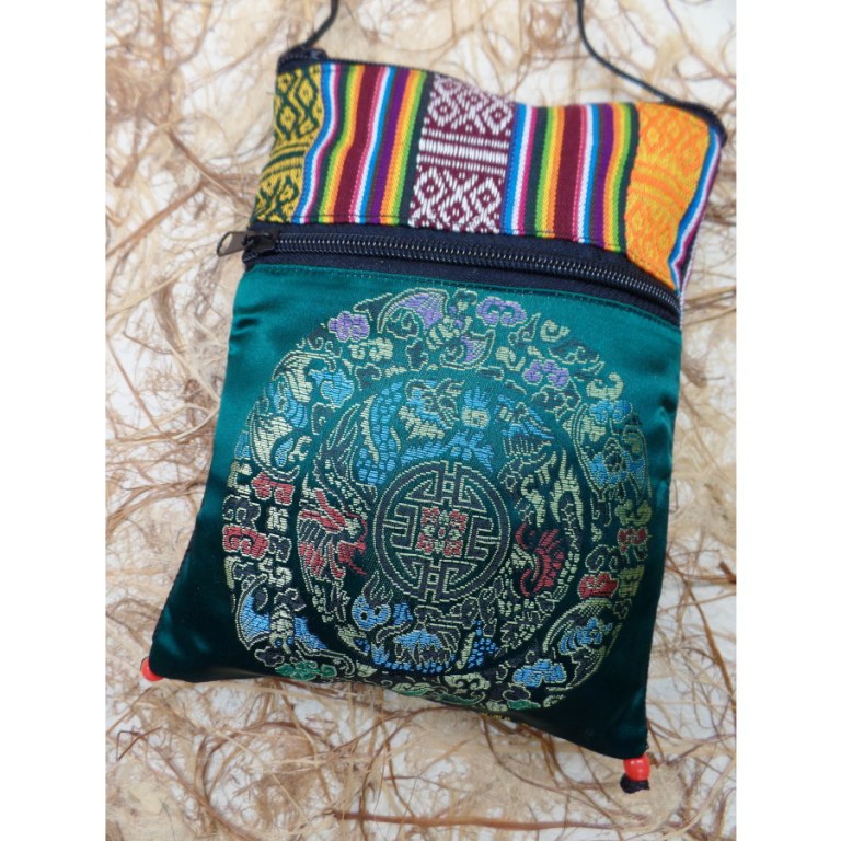 Sac passeport vert foncé mandala