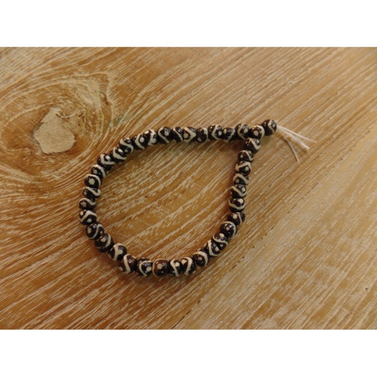 Bracelet tibétain 1 perles yin yang marron