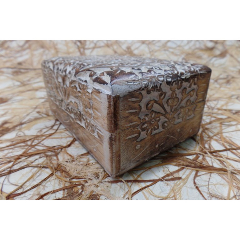 Boite en bois cérusé fleur 