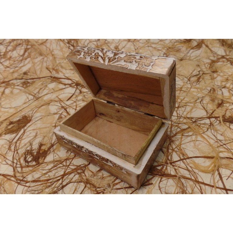 Boite en bois cérusé fleur 