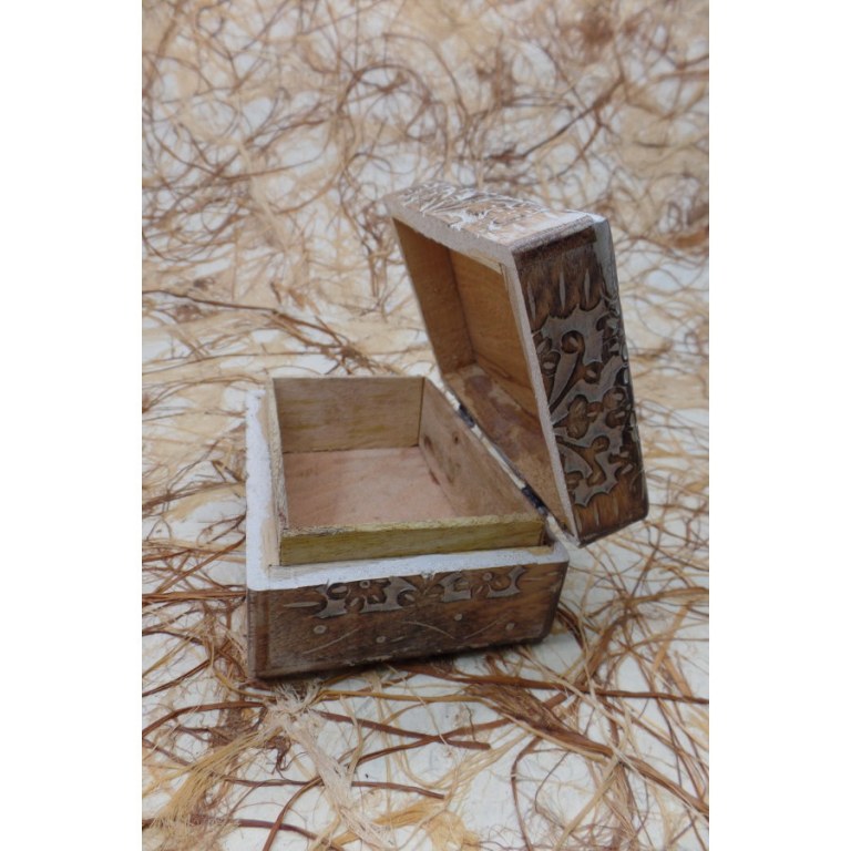 Boite en bois cérusé fleur 