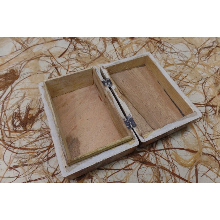 Boite en bois cérusé fleur 