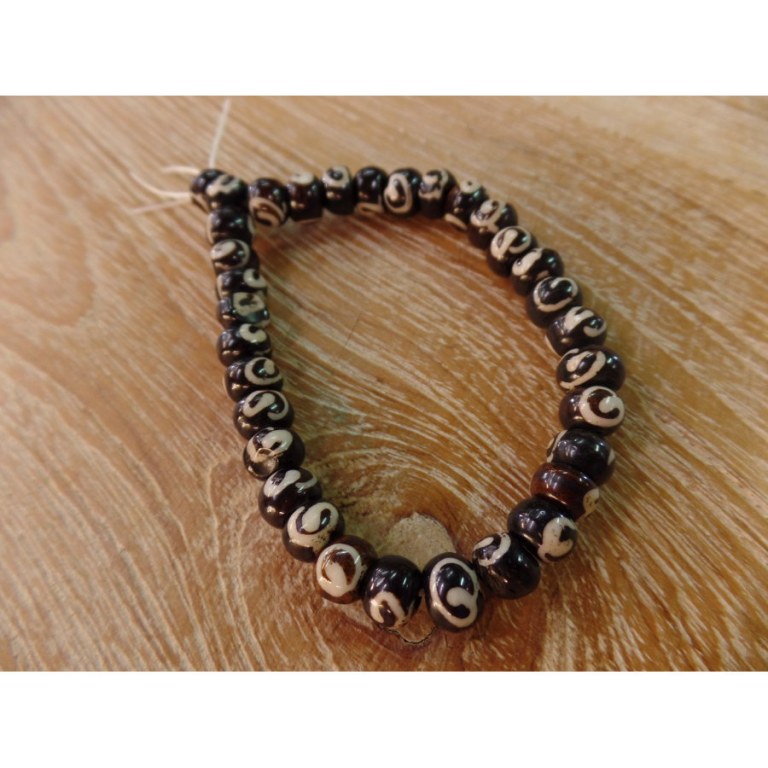 Bracelet tibétain 4 perles marron spirales