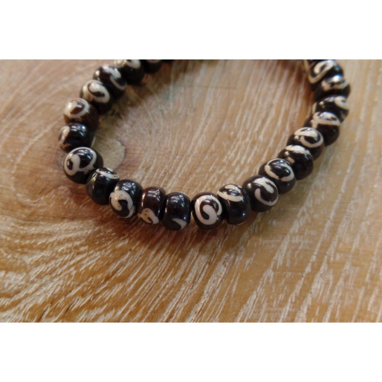 Bracelet tibétain 4 perles marron spirales