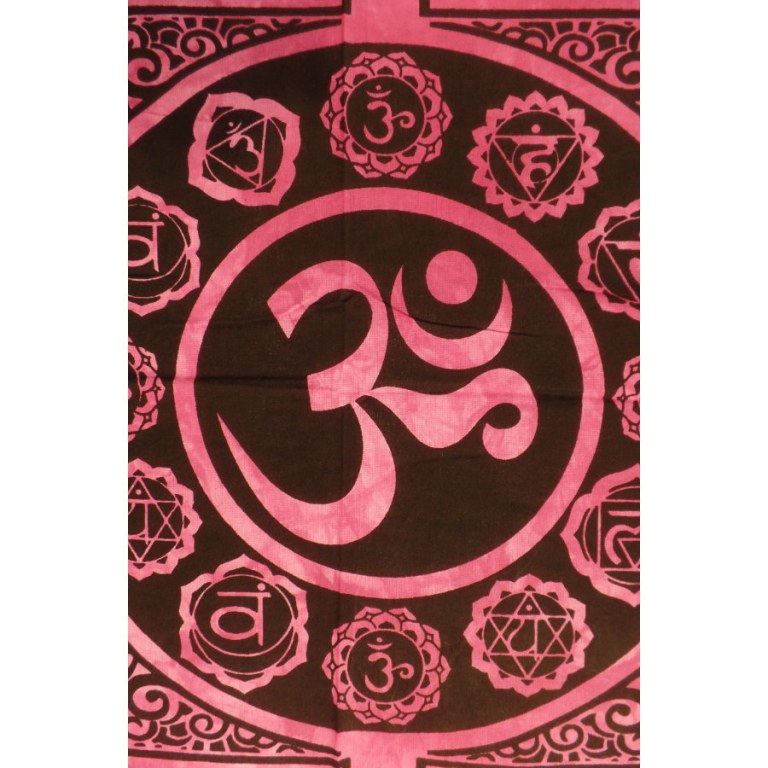 Tenture mandala Aum noir/rose