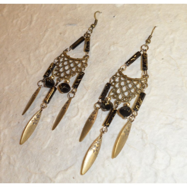 Pendants d'oreilles noires Lamai