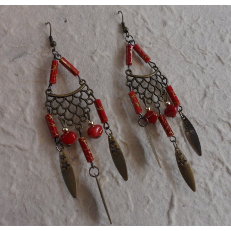 Pendants d'oreilles rouges Lamai