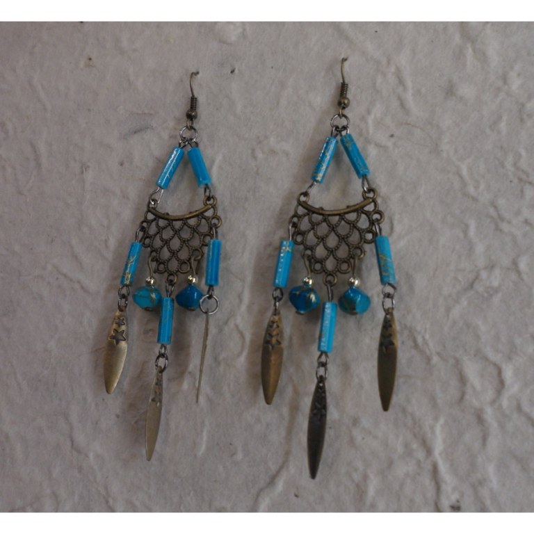 Pendants d'oreilles bleus Lamai