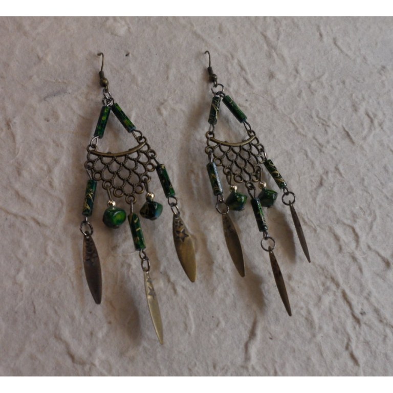 Pendants d'oreilles Lamai vert foncé