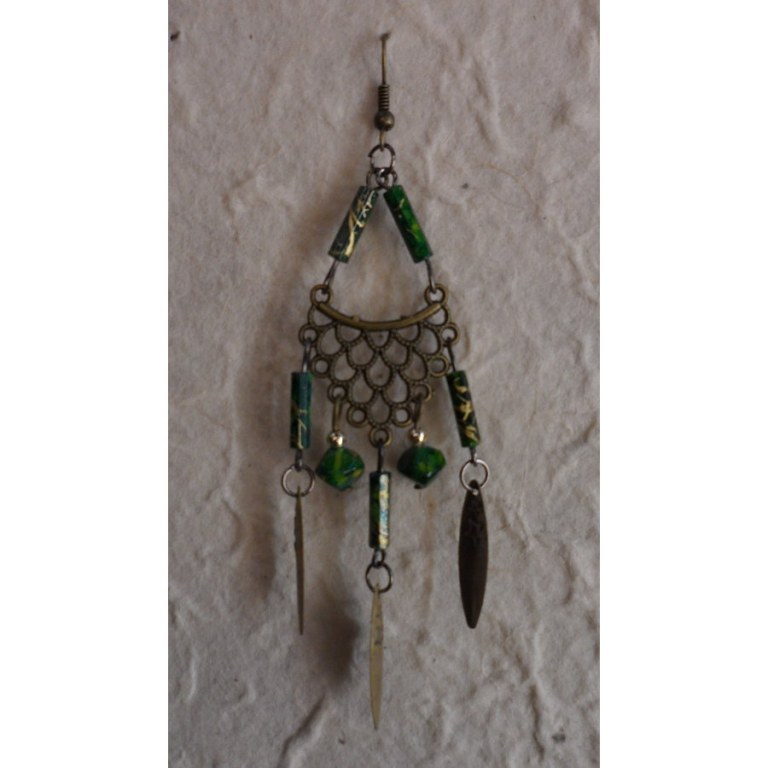 Pendants d'oreilles Lamai vert foncé