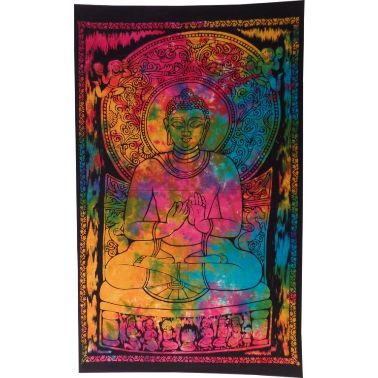 Mini tenture color Bouddha dharmacakra-mudrā