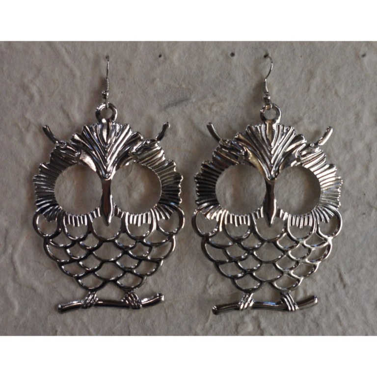 Boucles d'oreilles hibou maître bois