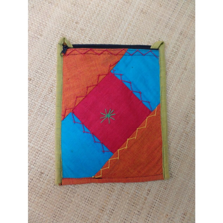 Sacoche patchwork rouge/bleu/orange