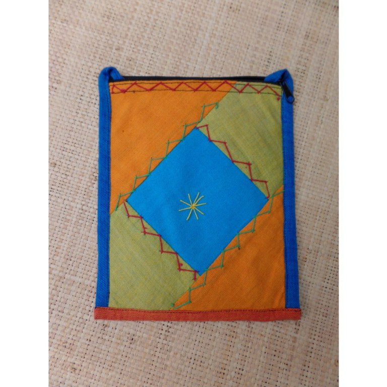 Sacoche patchwork bleu/jaune/orange