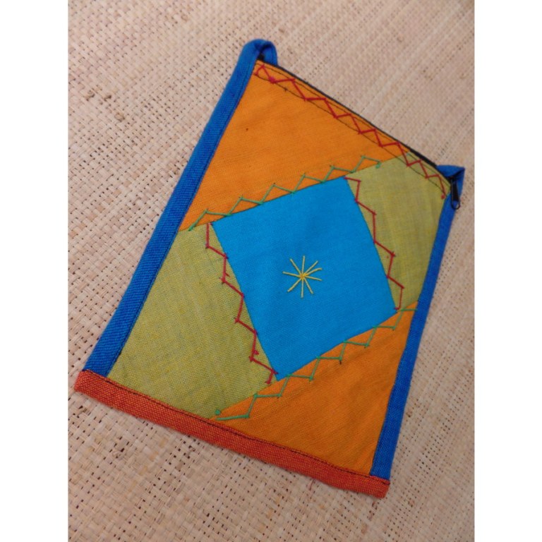 Sacoche patchwork bleu/jaune/orange