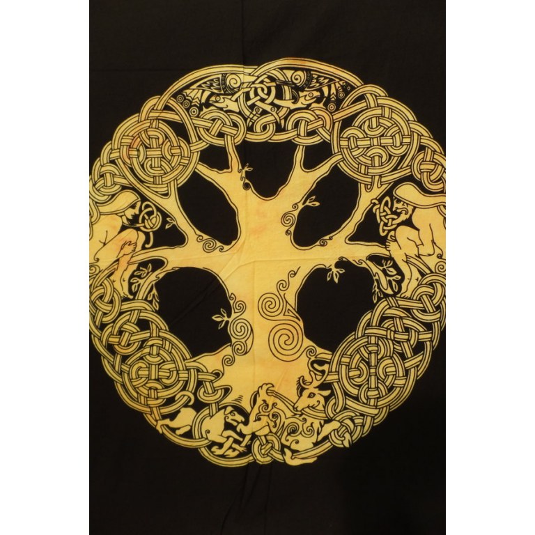 Tenture mini arbre de vie celte noir/jaune