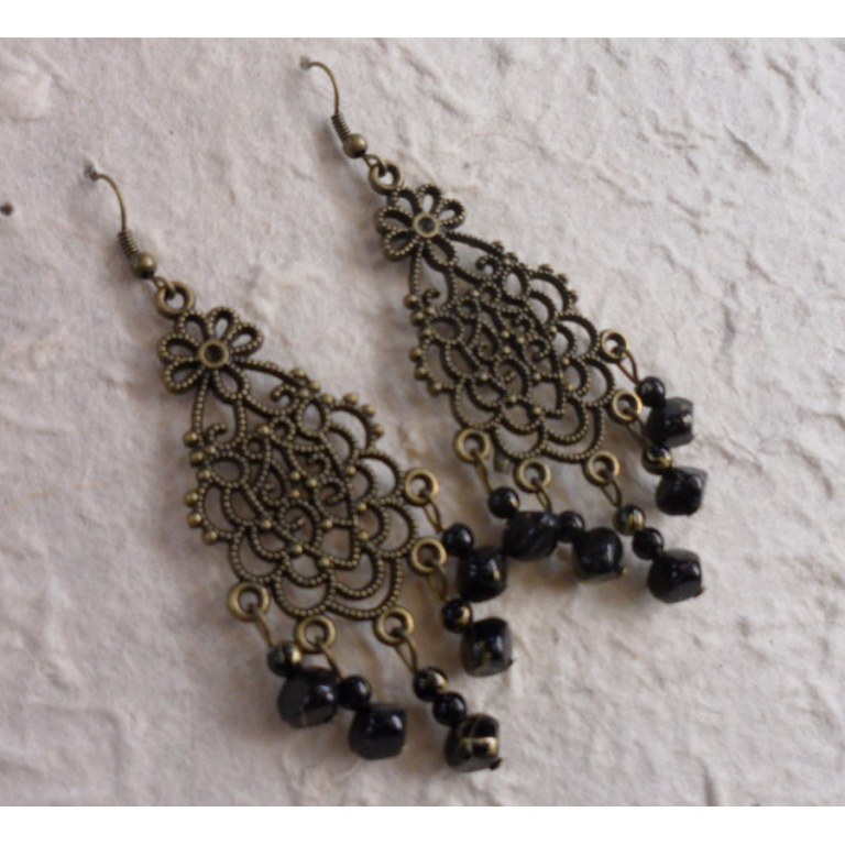 Pendants d'oreilles noirs Sunee