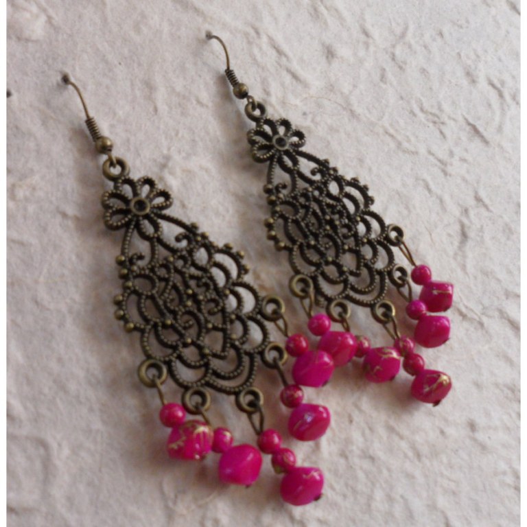 Pendants d'oreilles roses Sunee